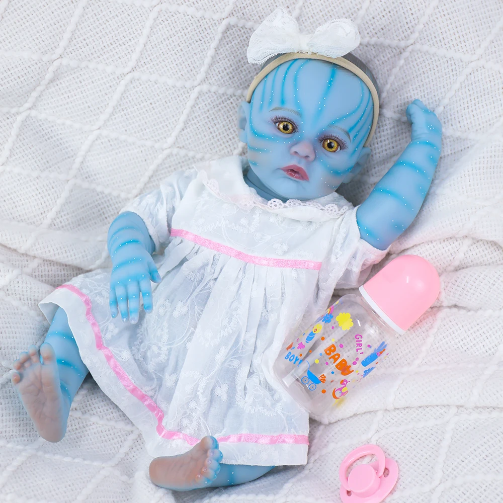 18 Zoll Silikon Baby Reborn Vollvinylkörper Avatar Meadow Lebensechte Soft Touch Handgemachte hochwertige Puppe für Mädchen Kinder Spielzeug Geschenk