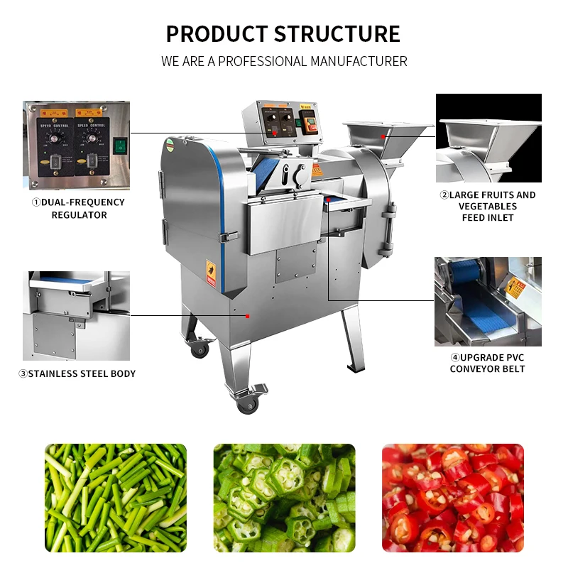Supplier Industrial Multi-functional Electric Dicing Machine Commercial Double-head Dicing Machine Vegetable Cutting Machines