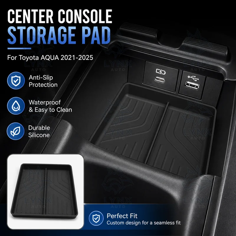 For Toyota AQUA 2021-2025 Center Console Storage Box Silicone Protective Non-Slip Pad Car Accessories Modification Parts