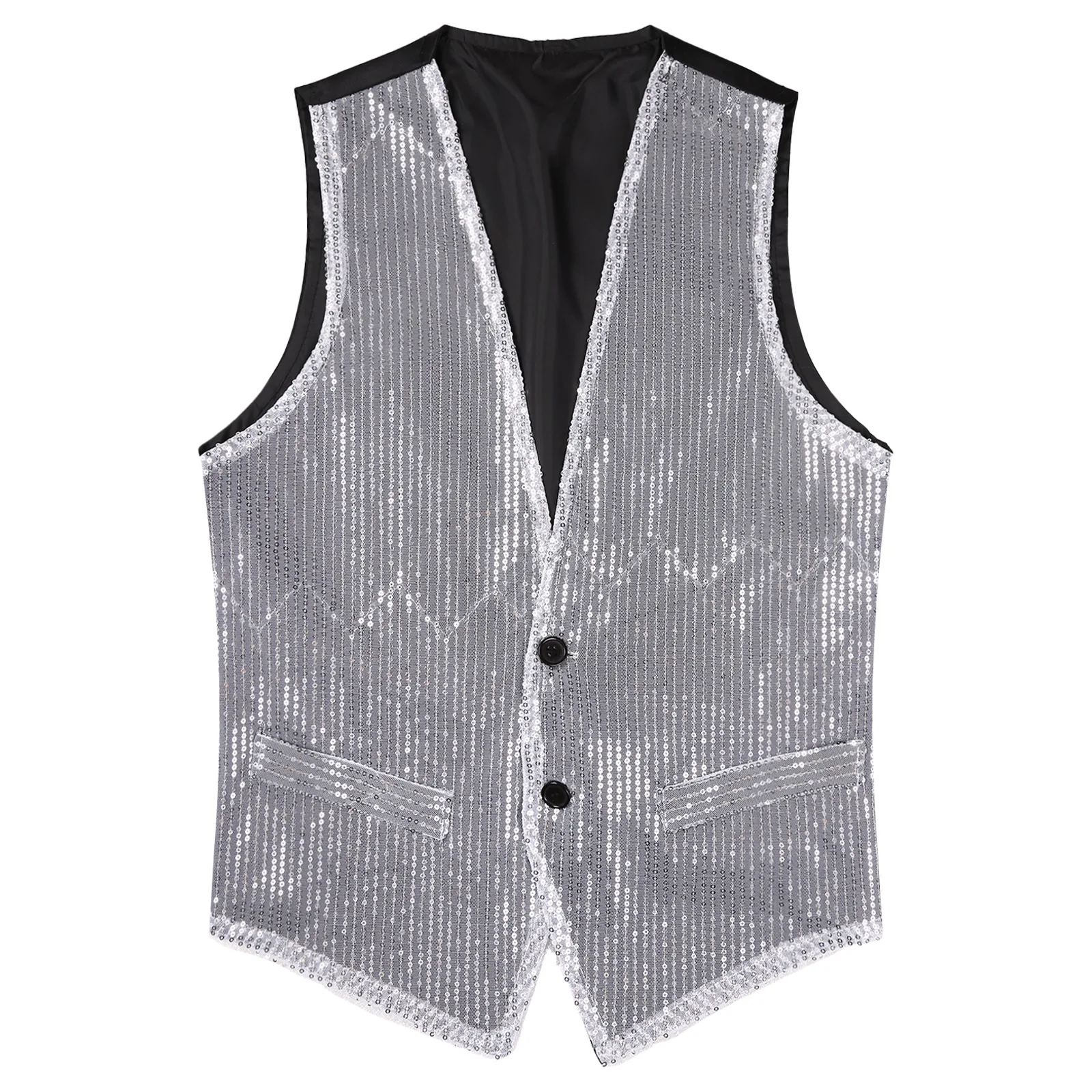 

Mens Womens Shining Sequins Clothes Street Hip-hop Jazz Modern Dance Vest Waistcoat Stage Performance Costumes Clubwear