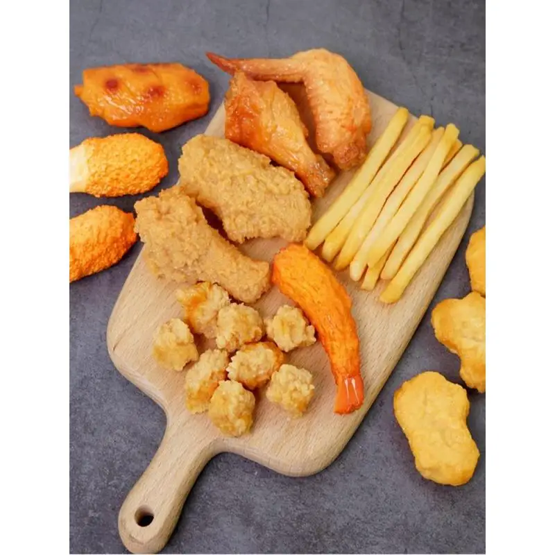 PVC Simulation Food Toys  Baby Play House Hamburger Hot Dog French Fries Kitchen Set Model Props Decoration Crafts view 5