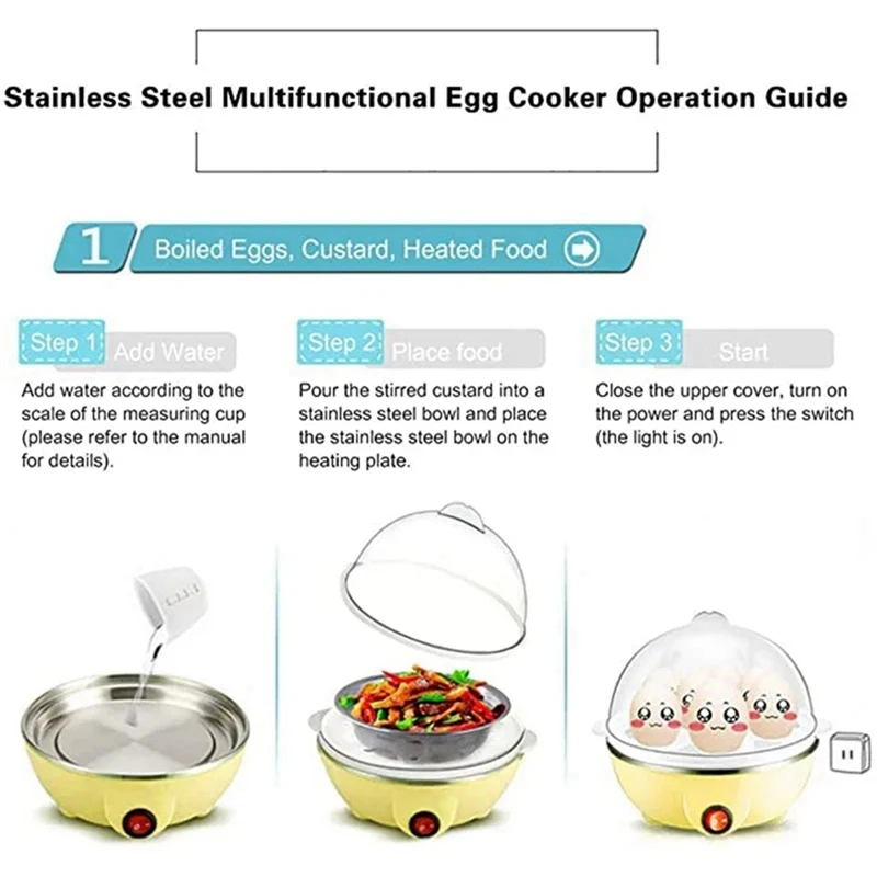 Rapid Egg Cooker: 7 Egg Capacity Electric Egg Cooker For Hard Boiled Eggs, Poached Eggs, Scrambled Eggs EU Plug