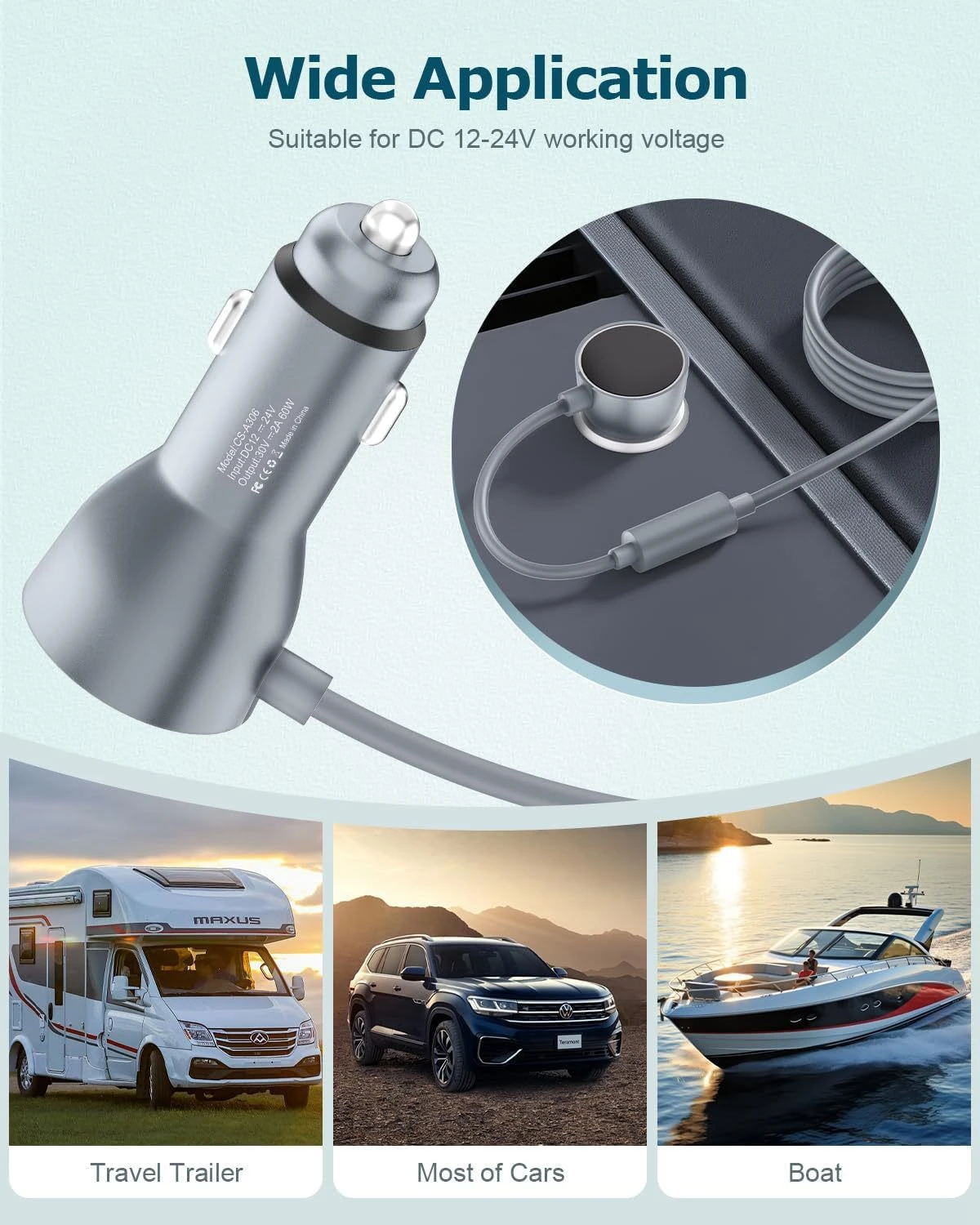 ل Starlink Mini DC تمديد كابل 12 فولت إلى 30 فولت تصعيد محول الطاقة مهايئ شاحن سيارة ولاعة السجائر محول التخييم