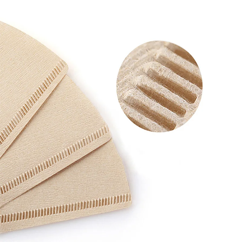 40pcs Coffee Filter V Shape Paper Cone Dripper Coffee Filters Cups Natural Wood Pulp Filters Disposable Espresso Drip Tools