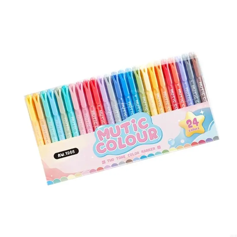 

20CB 6/12/24 Colors Double-Head Highlighter Pen Fluorescent Pens School Supplies