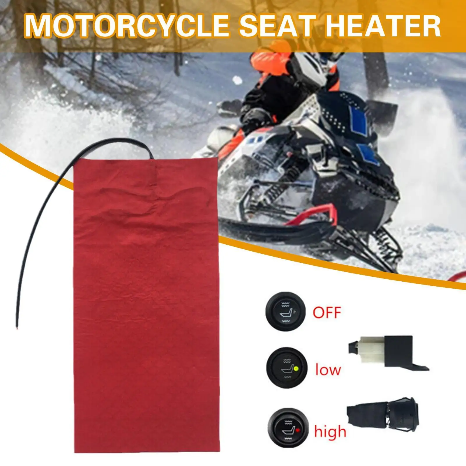 

12V Universal Waterproof Motorcycle ATV Seat Heated Cushion Carbon Fiber Pad Electric Heating Pad Mat For Winter Warmer
