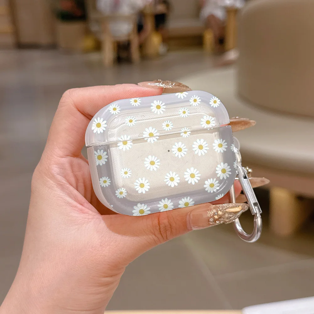 Funda de silicona translúcida Fresh Daisy para Airpods 4 3 Pro 2 1, fundas protectoras para auriculares inalámbricos Pro2