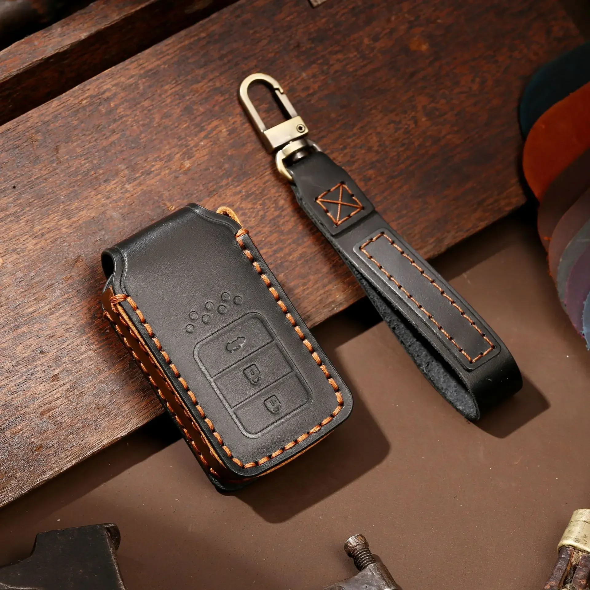 

1pc Leather Smart Remote Car Key Fob Case Cover Shell Holder Keychain For Honda CRV Accord Civic Jazz HRV Odyssey Shuttle Pilot