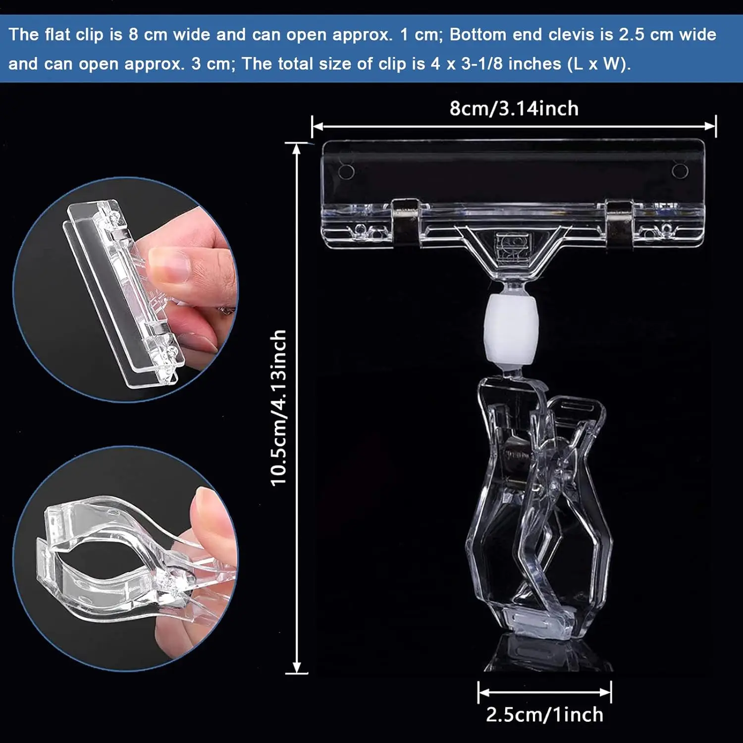 5-10Pc Sign Clips for Retail Display Double Sided Sign Holder Clips Clear Acrylic Price Sign Clamps Merchandising Rotatable Clip