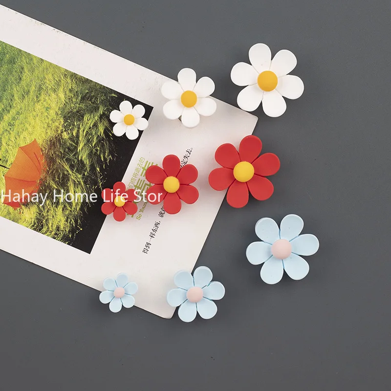 3pcs Set Cute Little Daisy Refrigerator Stickers Small Flowers INS Three-dimensional Resin Magnetic Stickers Fridge Magnet