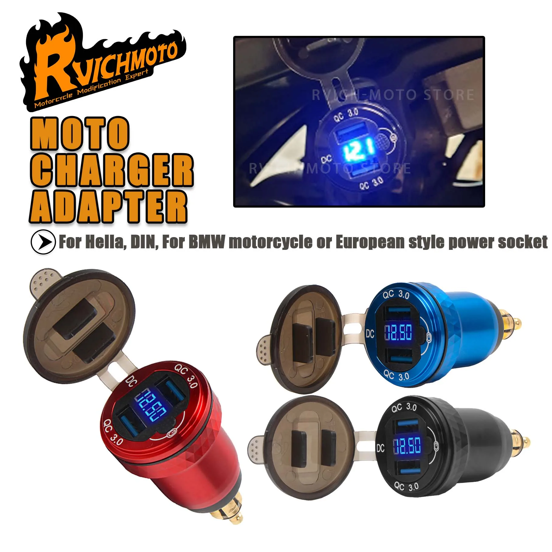 F 800 650 GS Dual USB Charger Adapter 12V QC3.0 Type-C LED Display For Ducati For tiger 900 850 For BMW F800GS R1300GS R1200GS