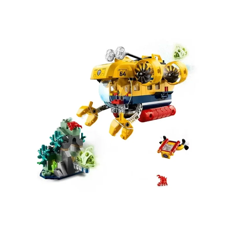 Compatible Brick Sets City Series Building Blocks Ocean Exploration Submarine Ocean Lantern Fish Children's Toys Gift 60264