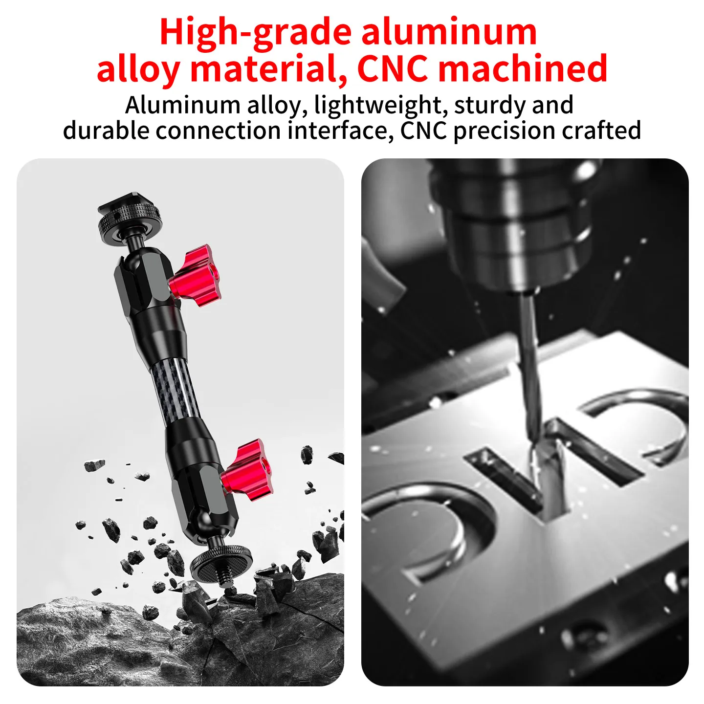 Doppel-Kugelkopf 1/4 Zoll Schraube auf Cold Shoe Halterung Magic Arm Aluminium Glasfaser Verlängerungsarm für Kamera Monitor Füllicht Krabbenklemme – Detail 10