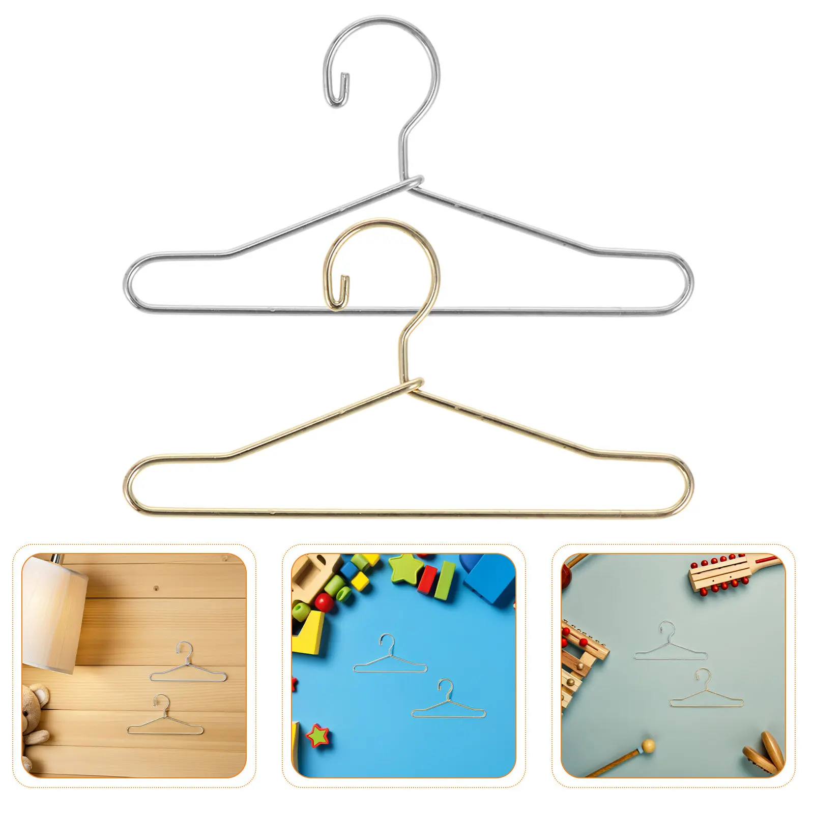 

24Pcs Miniature Metal Dollhouse Clothes Hangers for Mini Wardrobe Outfit Display Organization Creative Play Storage Decor