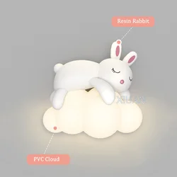 Creative Bunny Lamps White Cloud Wall Light AC 220V Children's Room Bedside Night Lamp Kids Baby Student Lustre Eye Protection