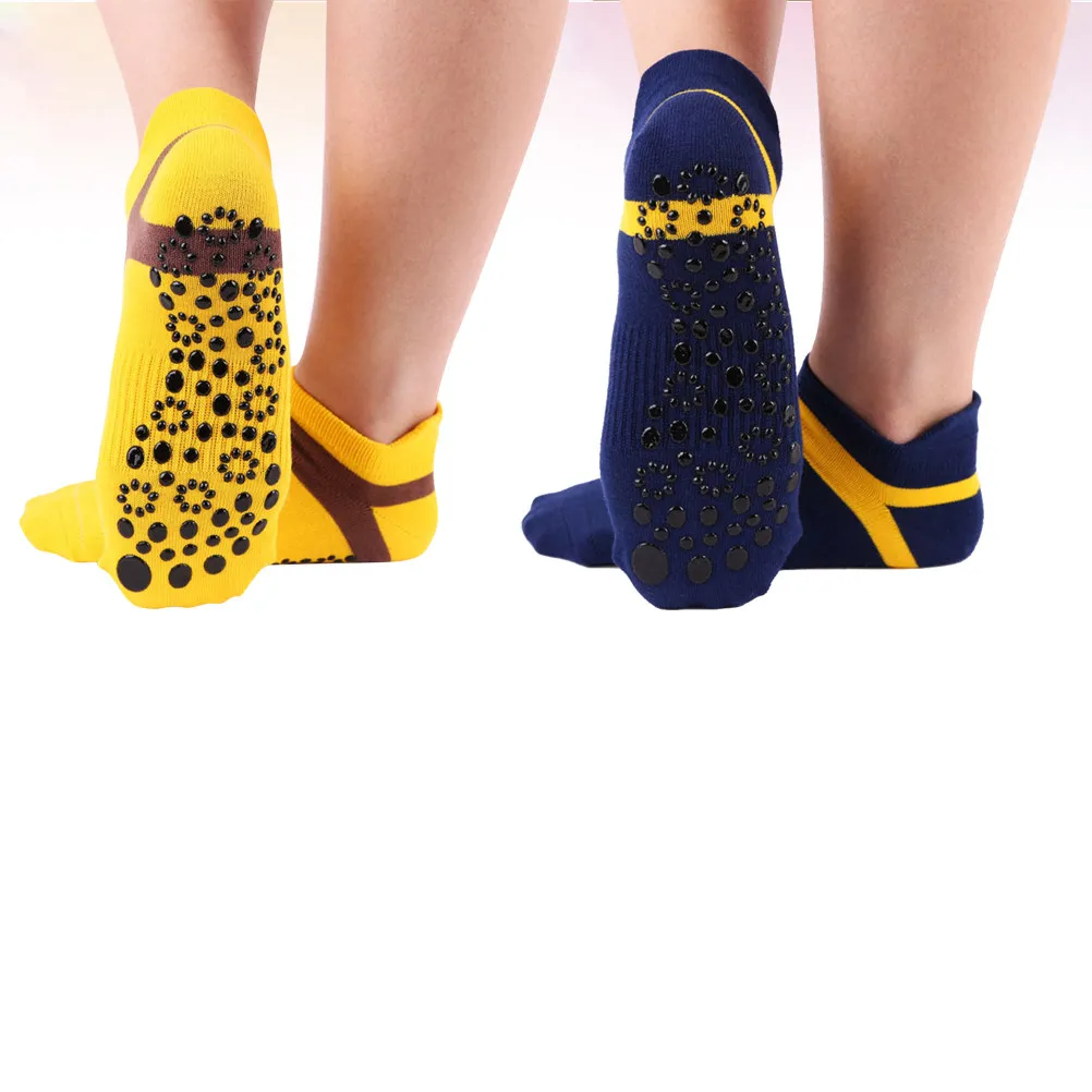 2Pairs Anti-Slip Yoga Socks for Women Cotton Non-Slip Grip Socks for Yoga Pilates Barre Barefoot Exercise Comfortable Breathable