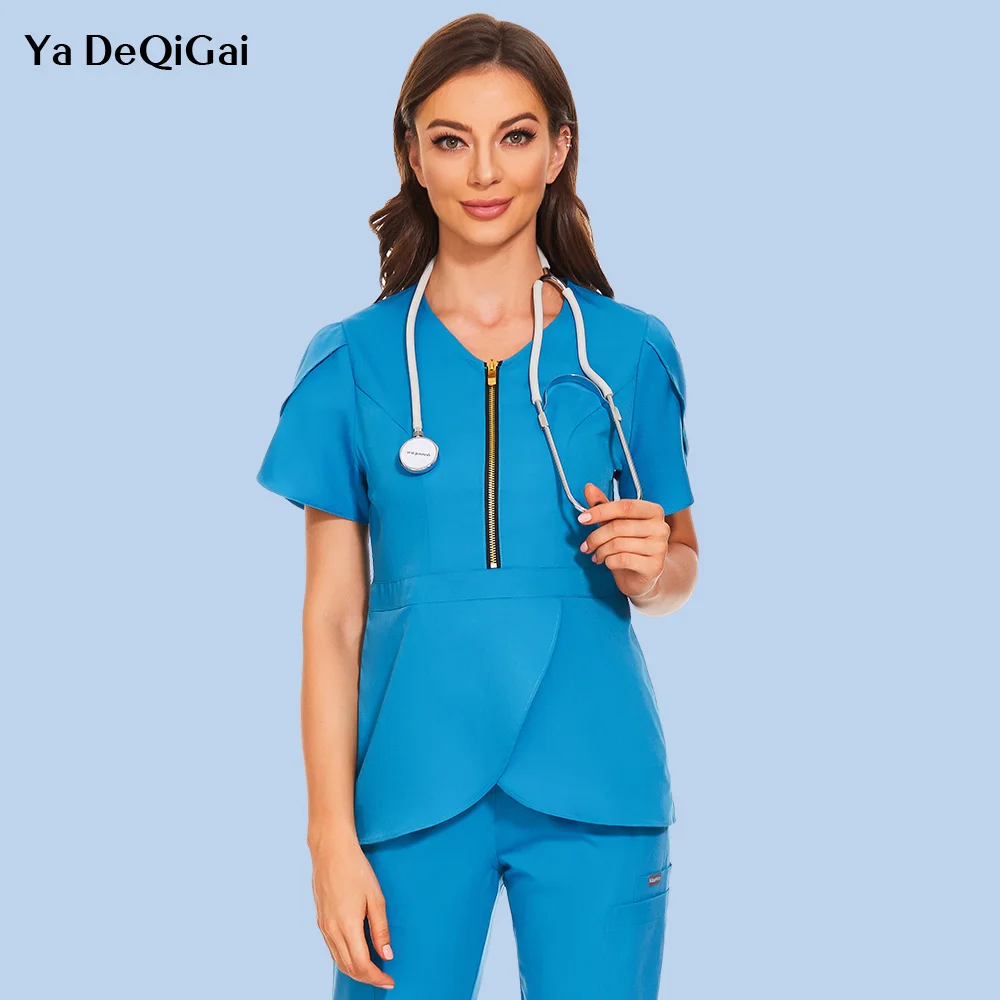 

Medical Work Clothes Beauty Blouse Hospital Workwear Short Sleeve Nurse Uniform Spa Scrub Tops Nursing Accessories Doctor Shirts