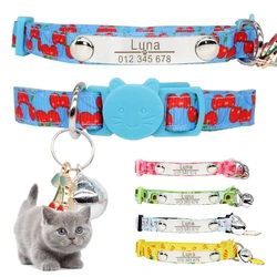 Cute Fruit Cat Collar Summer Bell Personalized Name ID Tag Custom Engraved Adjustable Safety Breakaway Cat Collar Pet Necklace