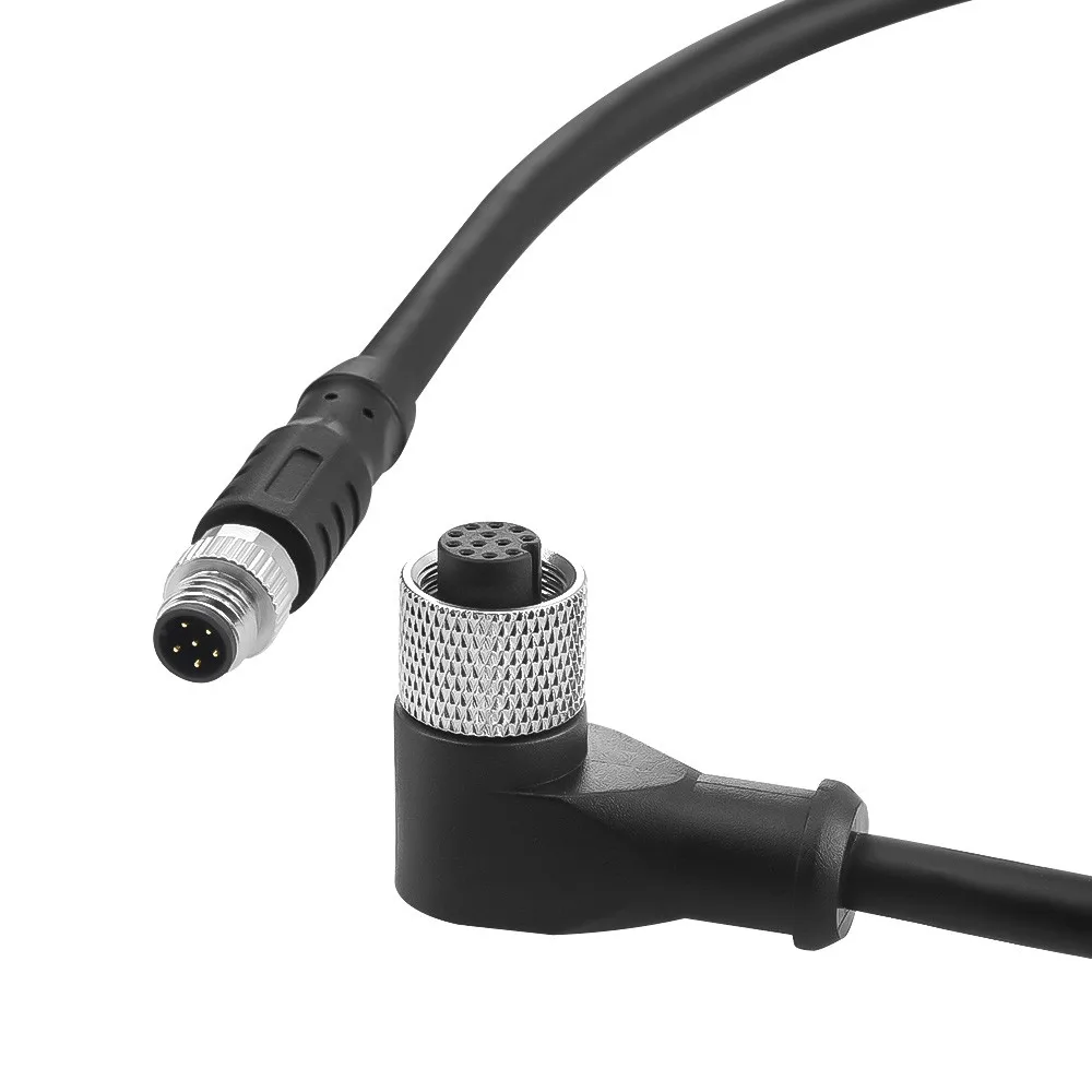 M12 A-Code 12-Pin Female to M8 6-Pin Power Data Cord for 3D Sensing Applications Livox Mid-360 LiDAR to Unitree Go2 Robot Dog