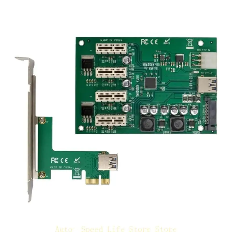 

02DA PCIE от 1 до 4 PCI Express 1x Card Card Card Mini ITX для внешнего 4 PCI-E Adapter PCIe Port Multiplier Card ASM1184