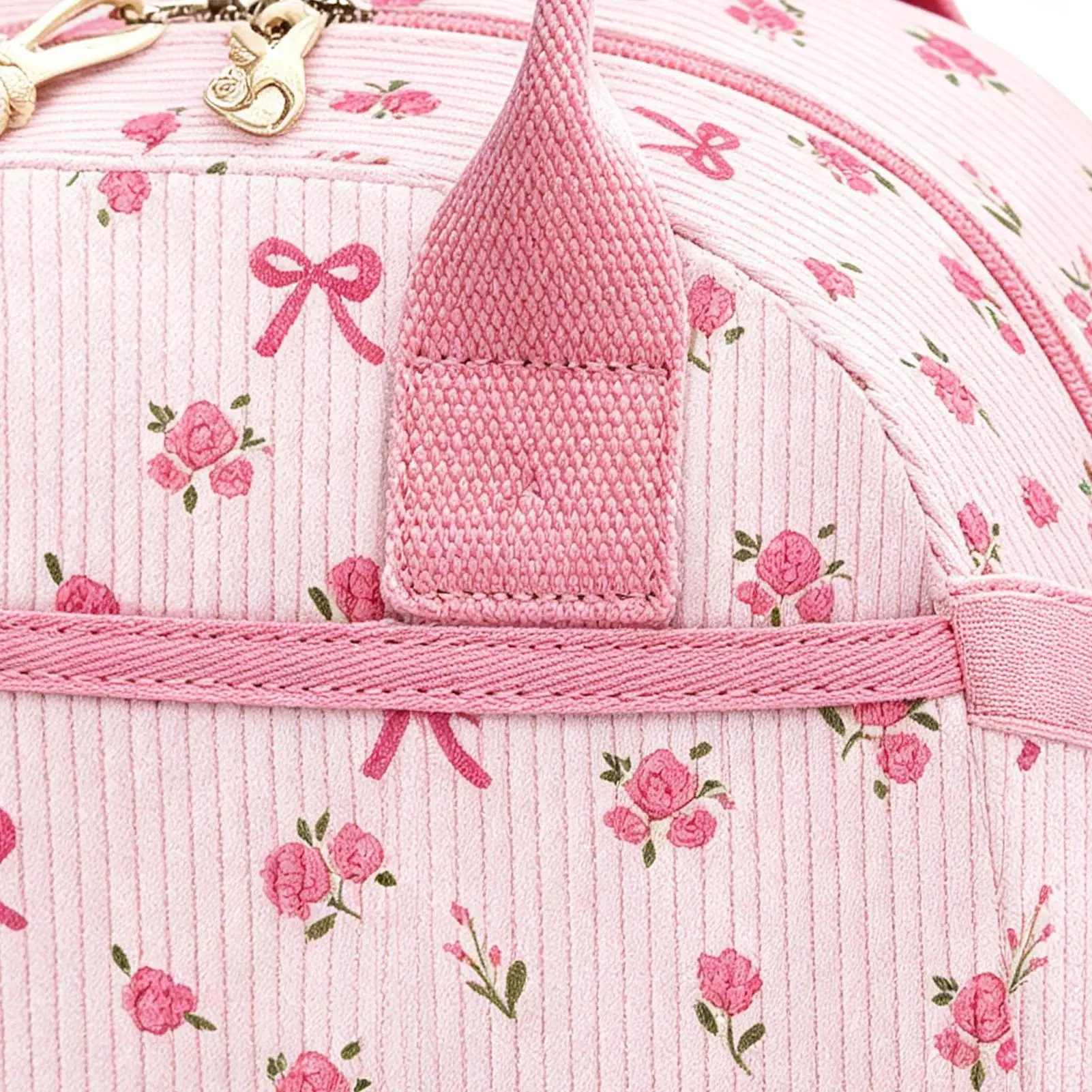 Pink Lunch Bag Corduroy Large Capacity Leakproof Reusable Pink Insulated Lunch Box For Women Girls Office School Picnics Travel view 5