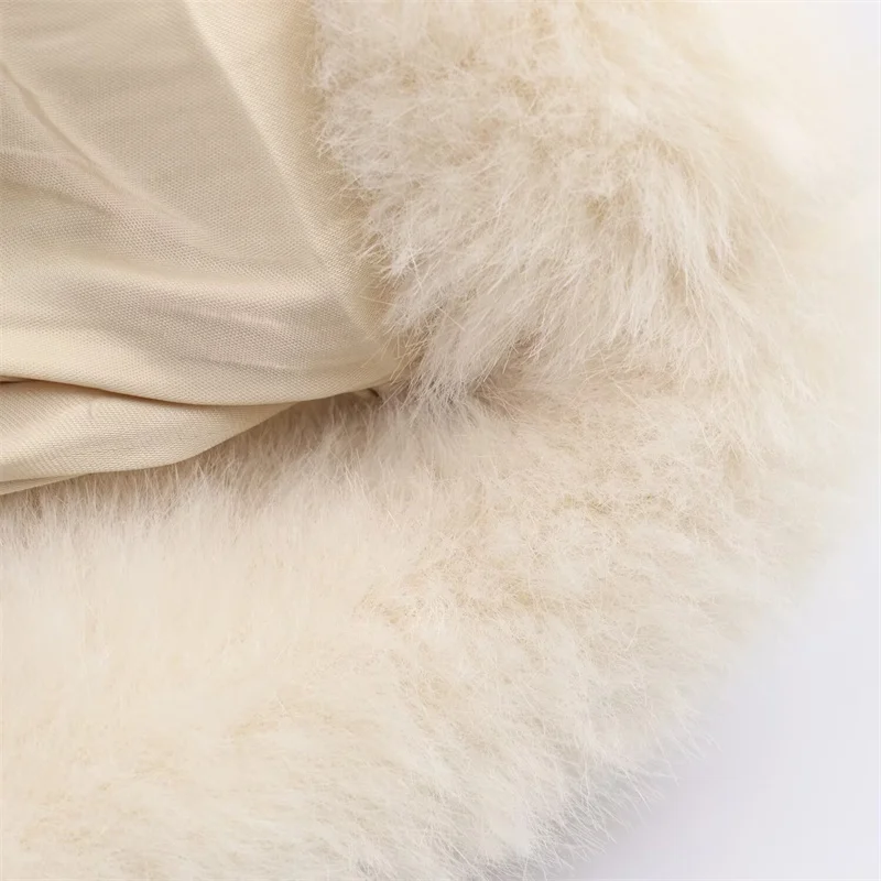 2025年レディース新作コート 秋スタイル ホワイト 長袖 ベルト付き フェイクファー ルーズオーバーコート エレガント 気質 ファッション 個性