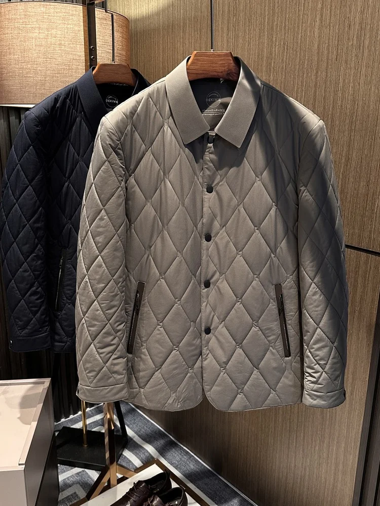 

Новая зимняя коллекция 2025: Мужское стеганое пальто свободного кроя из хлопка класса люкс с отложным воротником, теплое, повседневное, однотонное, без бренда