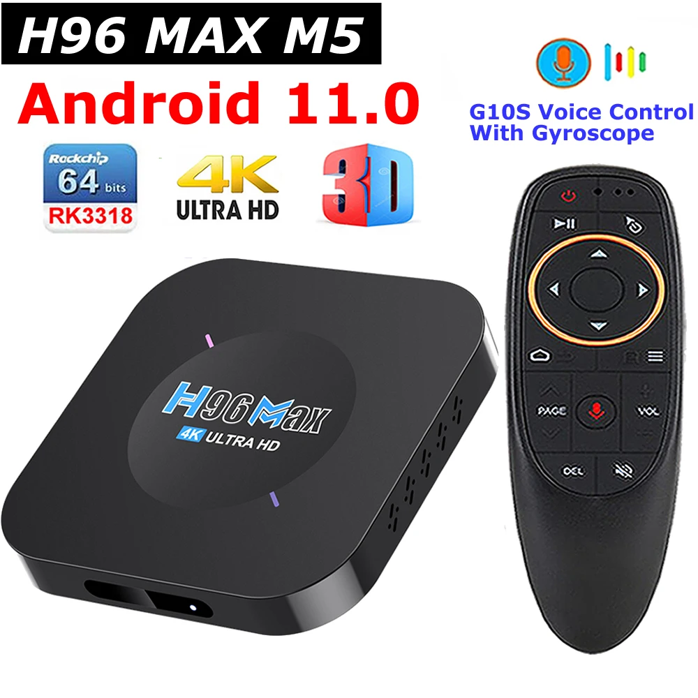 H96 MAX M5 Rockchip RK3318 Android 11 TV box Quad Core 2GB 16GB 4K Wifi 3D Media Player 1GB 8GB Google Voice Control Set Top Box