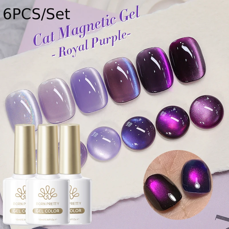 

BORN PRETTY 6pcs/set Glitter Cat Magnetic Gel Nail Polish Set Soak Off All For Manicure Nail Supplies Salon DIY At Home