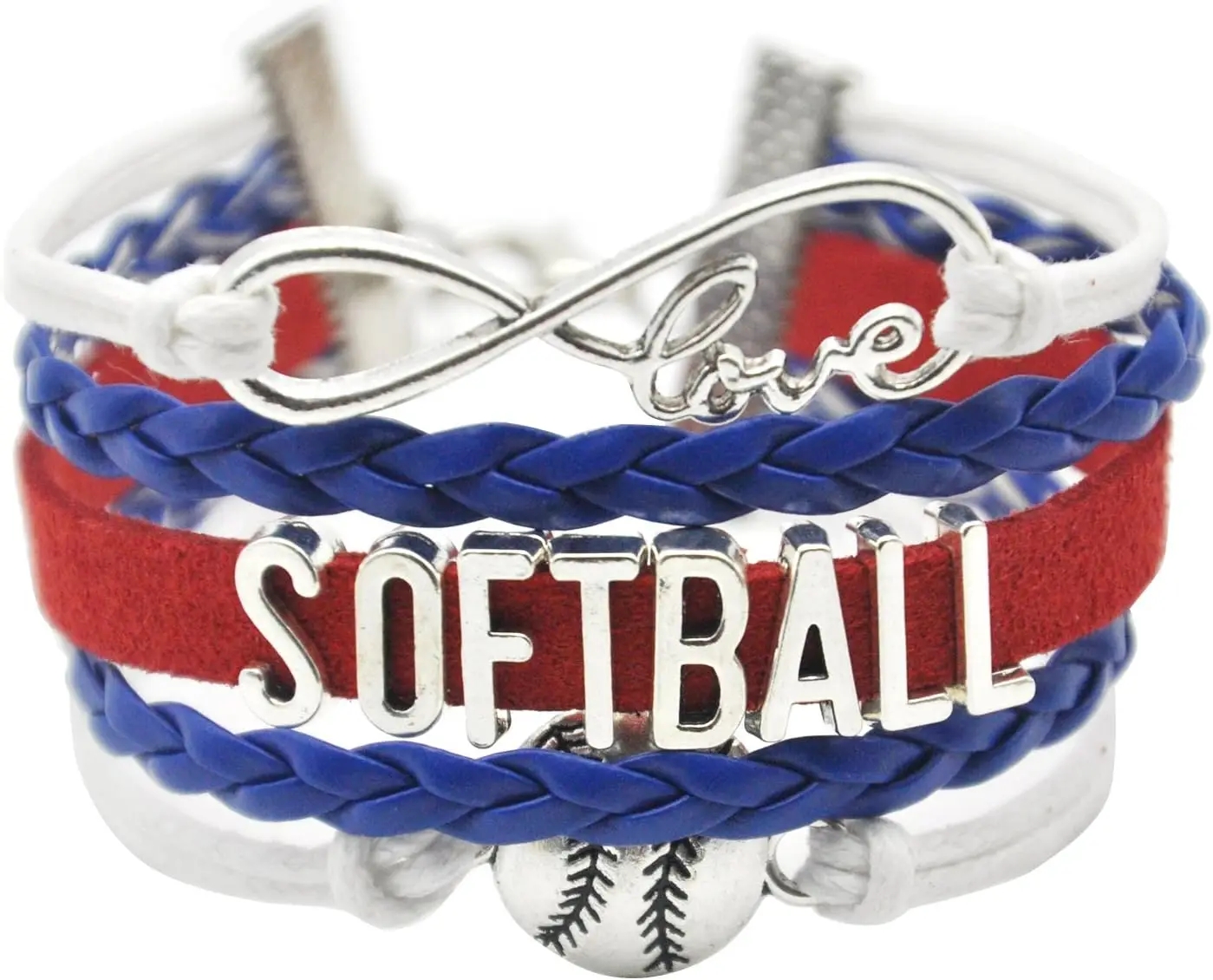 Infinity Love Softball Bracelet Friendship Softball Charm Bracelet Jewelry For Women, Men, Softball Sport Fans Lovers, Softball Themed Jewelry Bulk1