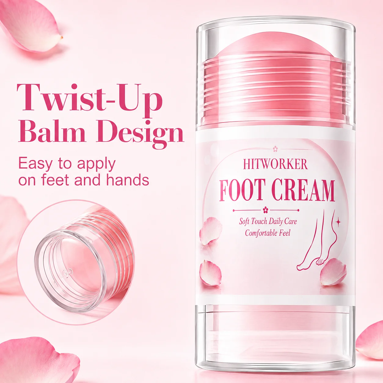 HITWORKER Foot Cream Balm Stick, Soft Touch Daily Foot Care, Smooth-Looking Finish, Easy-Glide Texture, Comfortable Non-Sticky F