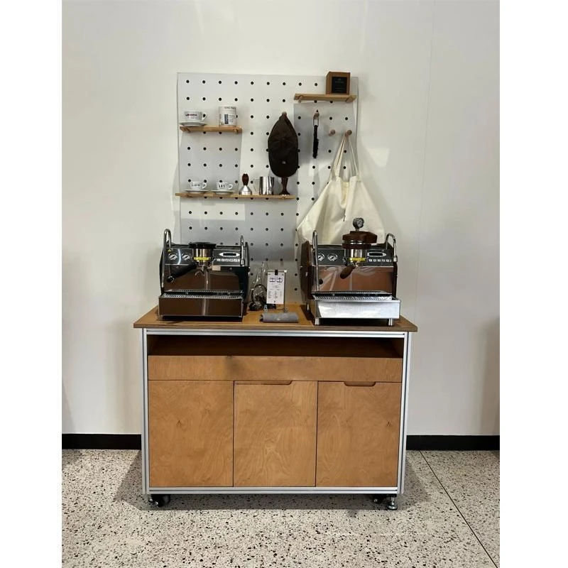 

Aluminum profile side cabinet household kitchen tea cupboard against the wall metal hole board locker Nakajima furniture