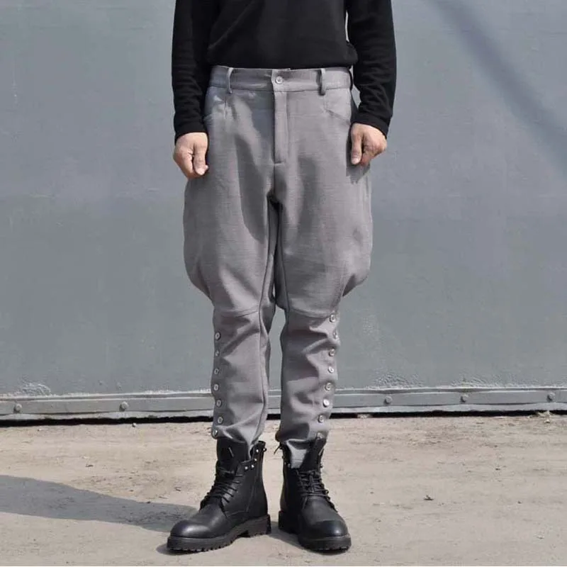 

YANGHAOYUSONG Non Strech Mainland China Polyester Ankle-Length Pants Punk Style Regular Button Solid MID Harem Pants MIDDLE AGE