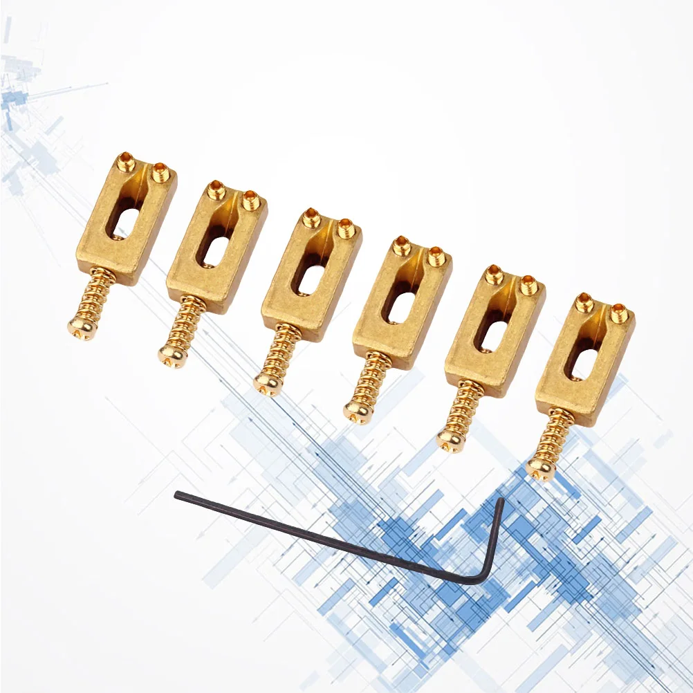

6 Pcs Guitar Bridge Guitars Electric Parts Saddle for Bass Golden Compensated Brass