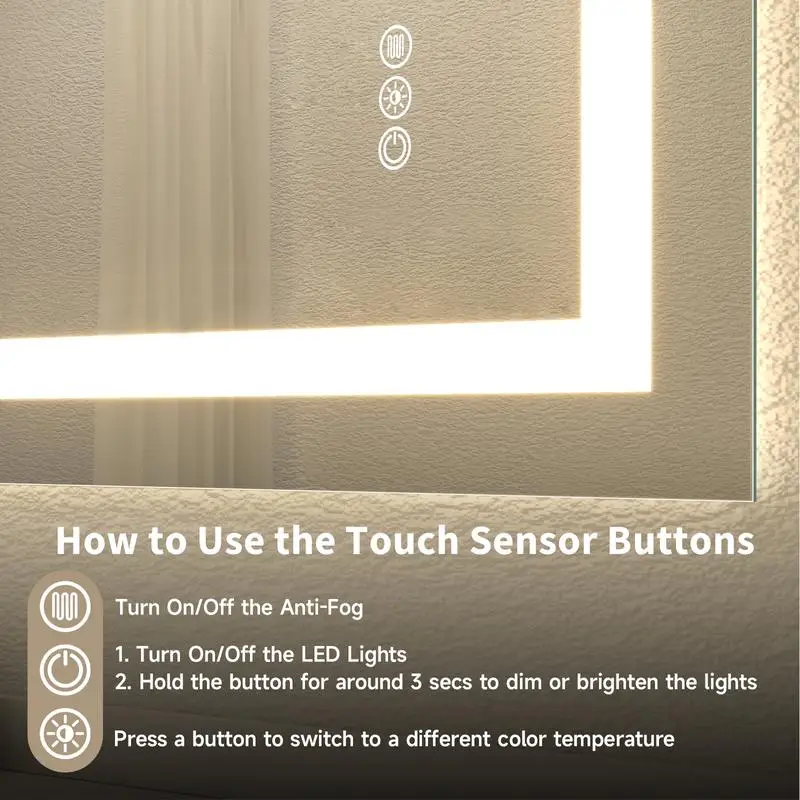 Bezramowe lustro hartowane o wymiarach 20x28 cali z podwójnymi listwami LED do oświetlenia z przodu i z tyłu.