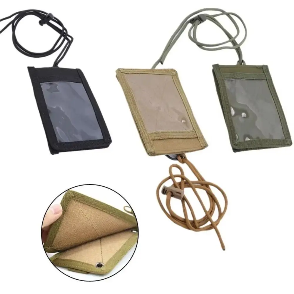 Nylon Lanyard Card Holder Water Resistant With Pen Slot MOLLE ID Card Holder Portable Tour Guide Badge Holder Outdoor Activities