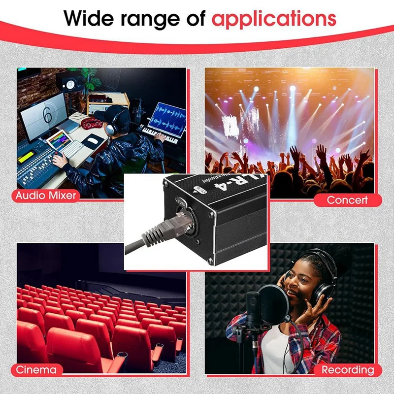 RJ45 To 4 Channel XLR Audio 3 Pin DMX Splitter For Snake Cable Network Extension For Stage Or Studio Recording-A69F