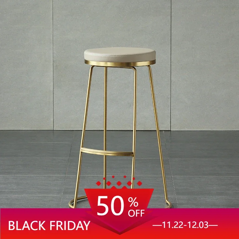 Nordic Chair Metal Creativity Home High Feet Dining  Bar Stool Barhocker Soft Case Minimalistic Nordic Bar Furniture Gold