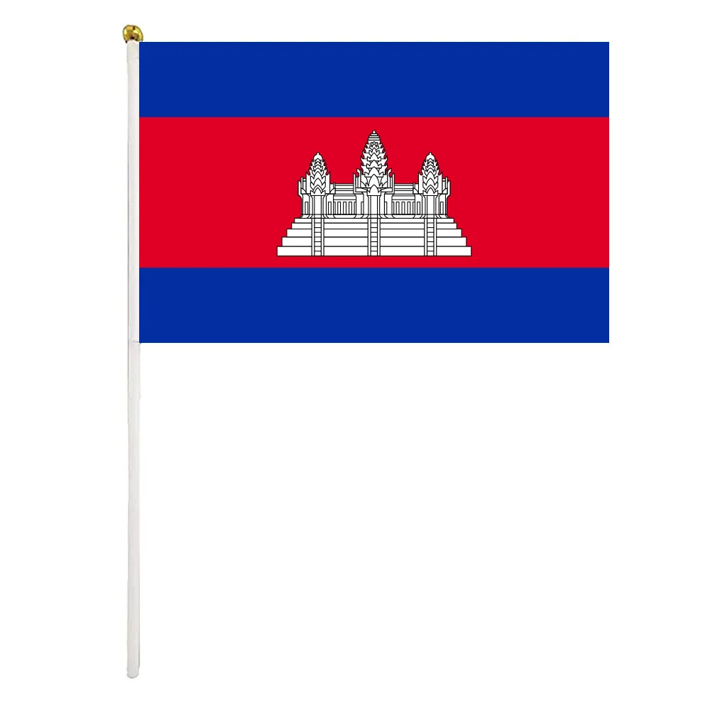 Z-ONE FLAG  Cambodia Hand Flag 14*21cm Cambodian National Flag Hand Held Waving Small Flag Indoor Outdoor Home Decor view 4