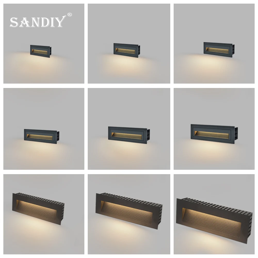 SANDIY Waterproof Led Stair&Step Light Outdoor Wall Sconce Lamp Big Embedded Nightlight 12v 220v for House Yard Balcony Terrace