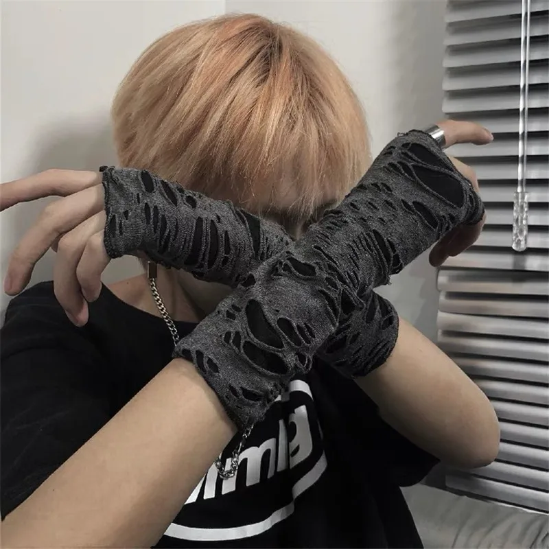 Long Fingerless Gloves Punk Wrist Elbow Gloves Arm Warmer Work Gloves Hip-hop Elbow Mittens Anime Gloves Cosplay Accessories