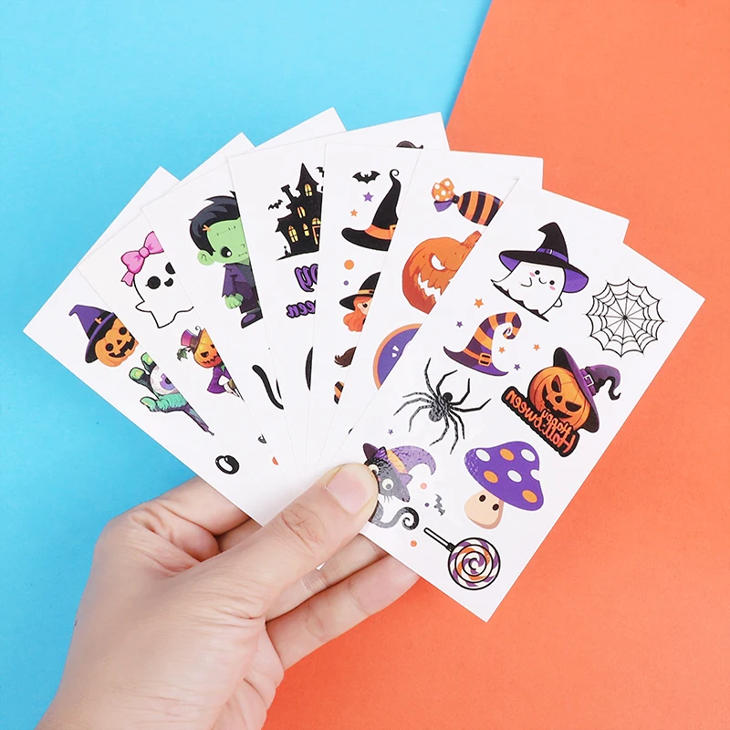 10 قطعة ملصقات وشم كرتونية للهالوين على شكل يقطين شبح الخفافيش العنكبوت ملصق مؤقت للأطفال هدايا لحفلات أعياد الميلاد للأولاد والبنات #5