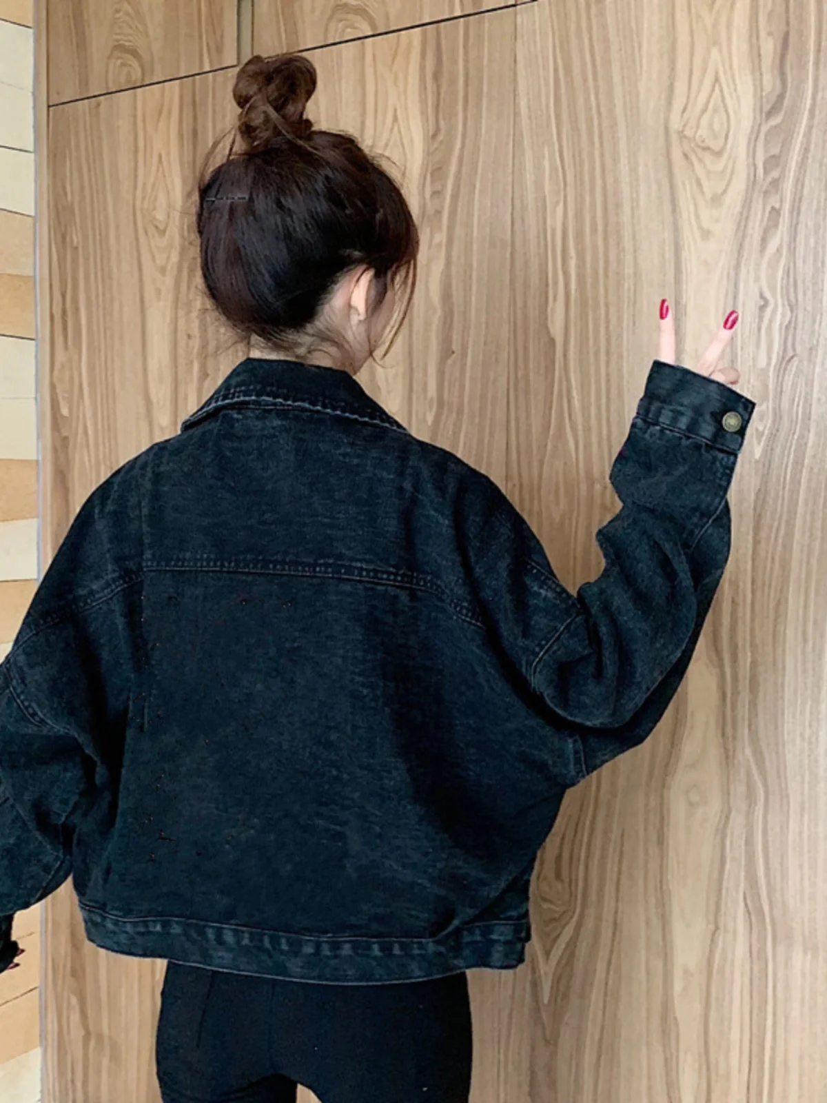 Chaqueta Vaquera Nea para Mujer, Estilo Corto Hoado, Diseño Retro, Informal, para Viajar al Trabajo, de una Sola Pieza, M...