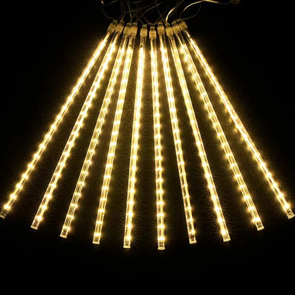 Meteor Shower Lights Outdoor Waterproof Solar Hanging Tree Lights Holiday Christmas Yard Decoration Lights String