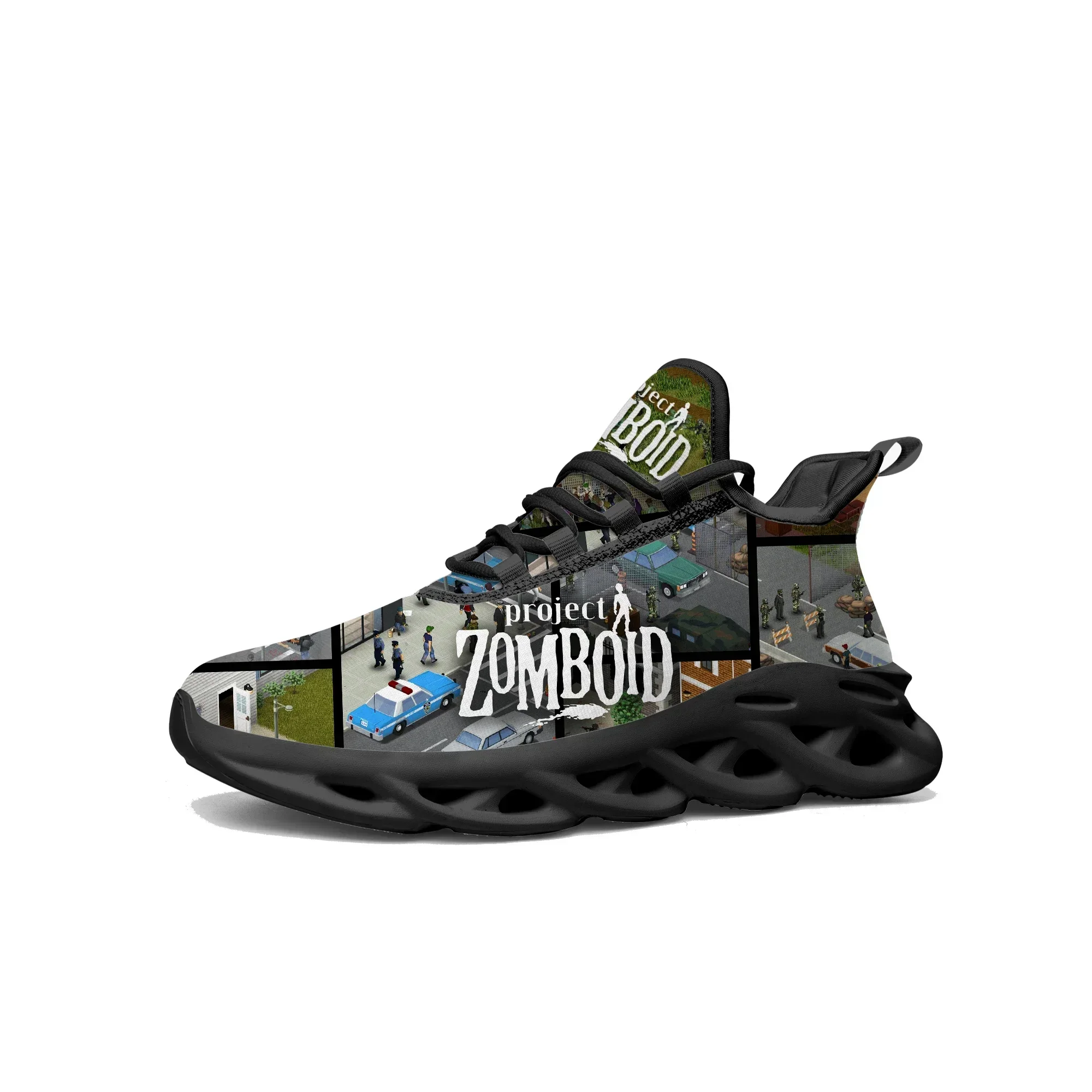 

Кроссовки Project Zomboid Flats в стиле мультфильмов, мужские и женские спортивные кроссовки для бега, индивидуальный пошив, на шнуровке