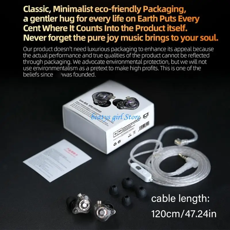 C7AB Immersive Gaming Earphones Extended Frequency Ranges 10-20000Hz Swappable Cable System Comfort Fit Wire Headphones