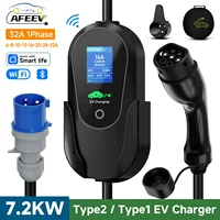 AFEEV Type2 IEC 62196-2 cargador EV portátil 7.2KW 32A Type1 SAEJ1772 Wallbox EVSE Cable de carga rápida WiFi aplicación Bluetooth Control