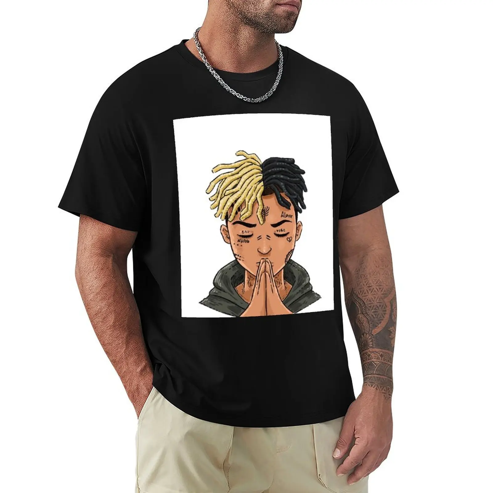 

XXXTentation draw cartoon RIP legend Rap T-Shirt anime figures man clothes oversized T-shirts oversize fitted t shirts for men
