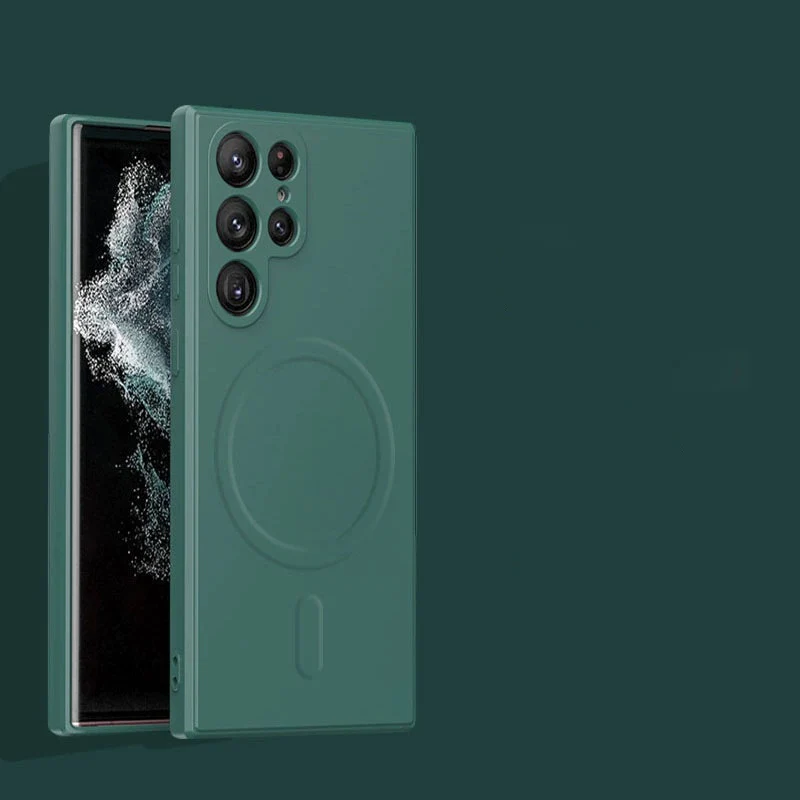 

Luxury Liquid Silicone Magnetic Case For Samsung Galaxy S25 S24 S23 S22 Ultra Plus Soft TPU Shockproof Cover