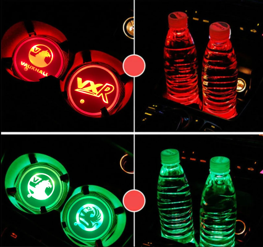 Car Water Cup Bottle Lamp Auto Holder Mat Pad Luminous Coaster For Vauxhall VXR8 Vivaro Movano Combo Mokka Insignia Crossland X